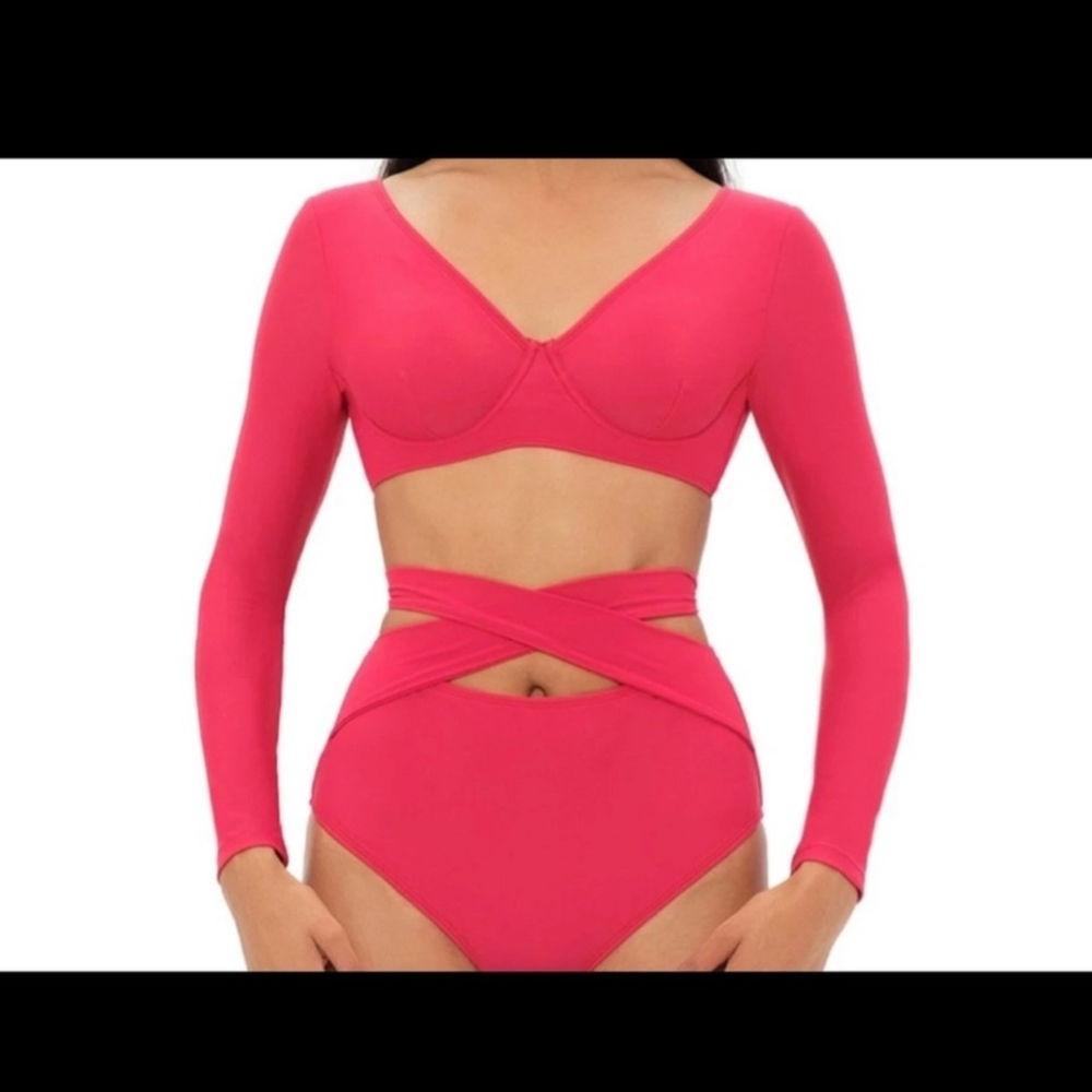 Andrea Iyamah Long-Sleeve Wrap Bikini